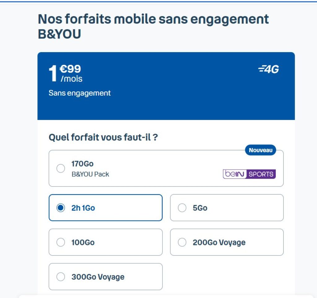 forfait bouygues 2euros