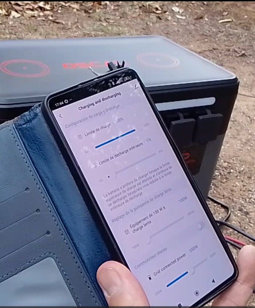 application smartlife parametre niveau de charge