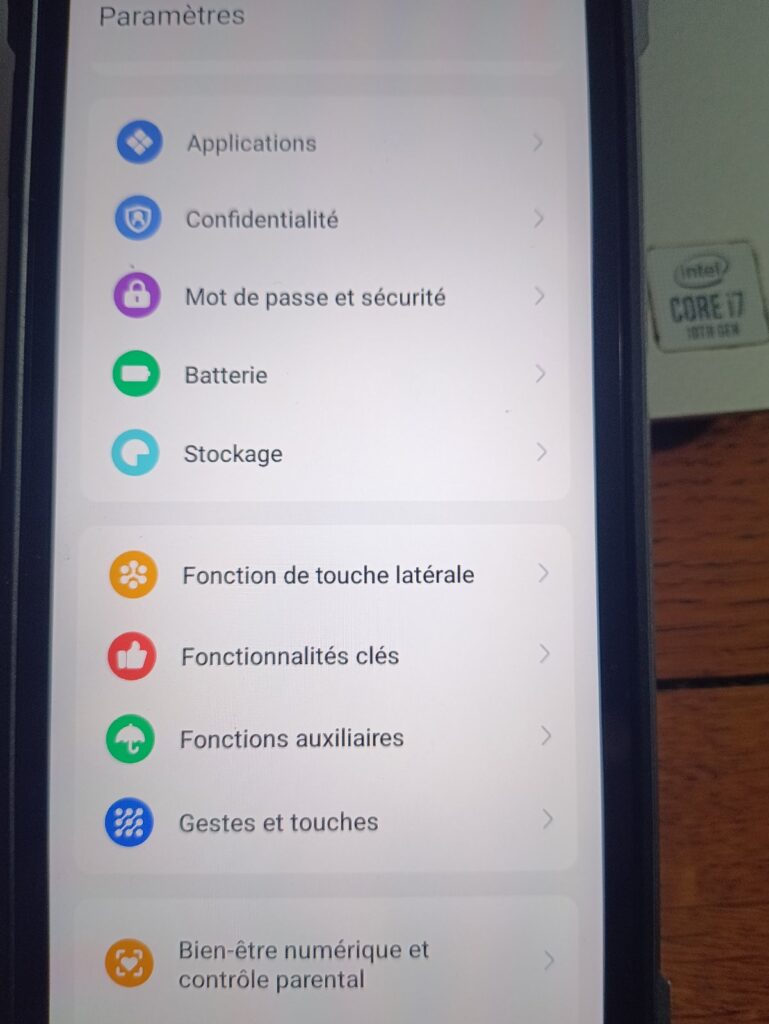 fonction touche laterale