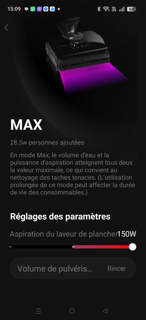 application reglage mode 2