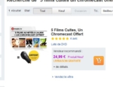 Super offre : clé chromecast + 10 films à moins de 22 euros .. à nouveau dispo