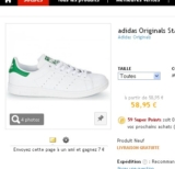 Baskets adidas stan smith à 54 euros port inclus (85 euros ailleurs)