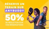 Anybuddy : 10 ou 20€ de réduction sur les reservations de terrains tennis , paddel , foot ..