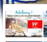 Locations en mobil homes à partir de 99€ en avril , mai , juin et septembre  : auchan voyage