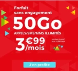 3.99€ par mois le forfait illimite 50go Auchan Telecom (pendant 6 mois)