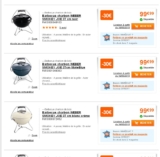 Bon prix barbecue Weber smokey joe à 69.9 euros contre autour de 90- 100 euros  generalement
