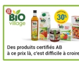 Promo  Leclerc : 30% en ticket sur les produits BIO VILLAGE