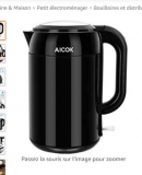Pas chère : 12.99€ la bouilloire aicok sans fil double paroi 1.7 litres