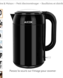 Pas chère : 12.99€ la bouilloire aicok sans fil double paroi 1.7 litres