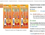 Bonne affaire brosses à dents, dentifrice sur amazon ( 5€ les 12 brosses signal)