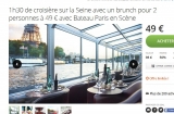 Croisière sur la seine avec repas à moins de 50 euros pour deux