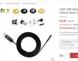 Bon plan caméra endoscope de 2metres à 6.5€ port inclus