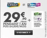 Offre canalplus : 29.9 euros par mois pour  C+ et  canalsat panorama + 3 mois de BeinSport et Foot+ –  TERMINE
