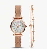 Bon plan cadeau : 53€ le coffret montre Fossil Carlie + bracelet pour femmes