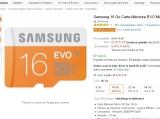 Carte mémoire micro sd  samsung evo 16 go classe 10 à 5.99 euros .. à nouveau dispo