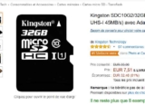Bonne affaire pour des cartes mémoires : 7.5 euros la carte 32go kingston par exemple
