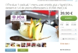 Bon plan sortie : 39.9 euros pour deux repas , deux cocktails et 10 euros de jetons de casino joa