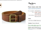 Ceinture cuir PEPE JEANS JOEL  à 13.5€ (pour hommes)