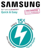 Samsung : 15€ de remboursés pour l&rsquo;achat d&rsquo;un chargeur … produit gratuit !!!