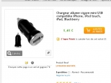 Chargeur usb sur allume cigare pas cher à 1.41 euros port inclus