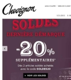 Mode Hommes : Soldes  50% de réduction chez chevignon + 20% pour l&rsquo;achat de deux articles