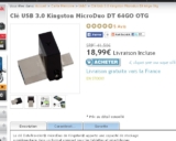 Bon plan clé usb 64go usb3 à 18.99 euros