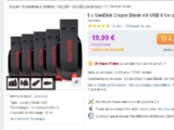Lot de 5 clés sandisk usb 8go pour 19.99 euros port inclus