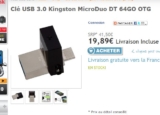 Clé usb3 64go pas chère à moins de 20 euros port inclus