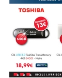 Clé usb3 64go toshiba pas chère à moins de 19 euros port inclus