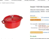 Super affaire: COCOTTE STAUB 31cm à 79€ ( le double au moins ailleurs)