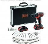 60€ le  Coffret BLACK+DECKER perceuse 18v + 2 batteries + accessoires (BDCDC18BAFC-QW)