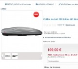 Coffre de toit 390 litres à 199 euros mais remboursé en bons d’achats … (1000 exemplaires dispo)