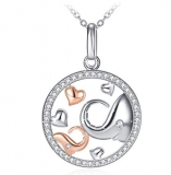 Pas cher à moins de 6€ le collier en argent avec pendentif coeur + elephants