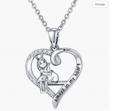 Collier en argent avec pendentif coeur-fille-lapin pas cher à 12.75€