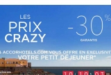 Crazy prices accor hotels… 30 pourcent de réduction et petits déjeuners offerts