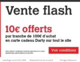 Darty : 10 euros offerts par tranche de 100 d&rsquo;achats