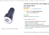 Double chargeur usb de voitures pas cher à 1.6 euros port inclus