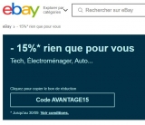 Ebay : code de réduction de 15% sur de nombres articles high tech, cuisine, mode