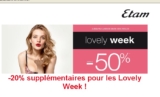 Etam : 20 pourcent de réduction en plus les 28 29 mars sur les articles en promotion