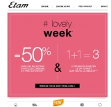 Promo chez etam ! 50 pourcent sur des articles