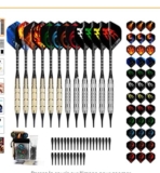 Bon plan flechettes pas chères pour jeu electronique : 11€ le pack de 12 avec 36 ailettes , 100 pointes ..
