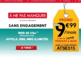 Promo Forfait mobile : 9.99 euros pendant 6 mois illimites – 2go internet