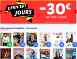 Magazines pas chers : 30€ de réduction pour 50€ d&rsquo;achats sur FRANCE ABONNEMENT !! (20€ sans mini )
