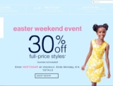 Code de réduction chez Gap pour Paques:  30 pourcent de réduction