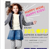 30 pourcent de remise sur les vétements enfants sur le site Gap