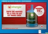 Bouteille de gaz butane 13kg avec consigne pour moins de 21 euros chez super U jusqu&rsquo;au 22 septembre