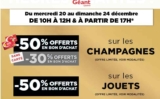 Super Affaire jouets , champagne : 50% chez Geant Casino du 20 au 24 décembre