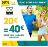 Bon plan articles de sport : bon d&rsquo;achats go sport de 40 euros à moitié prix