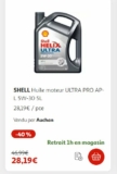 Bon Plan Huiles Shell pour voitures avec 40% de réduction chez AUCHAN