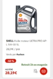 Bon Plan Huiles Shell pour voitures avec 40% de réduction chez AUCHAN